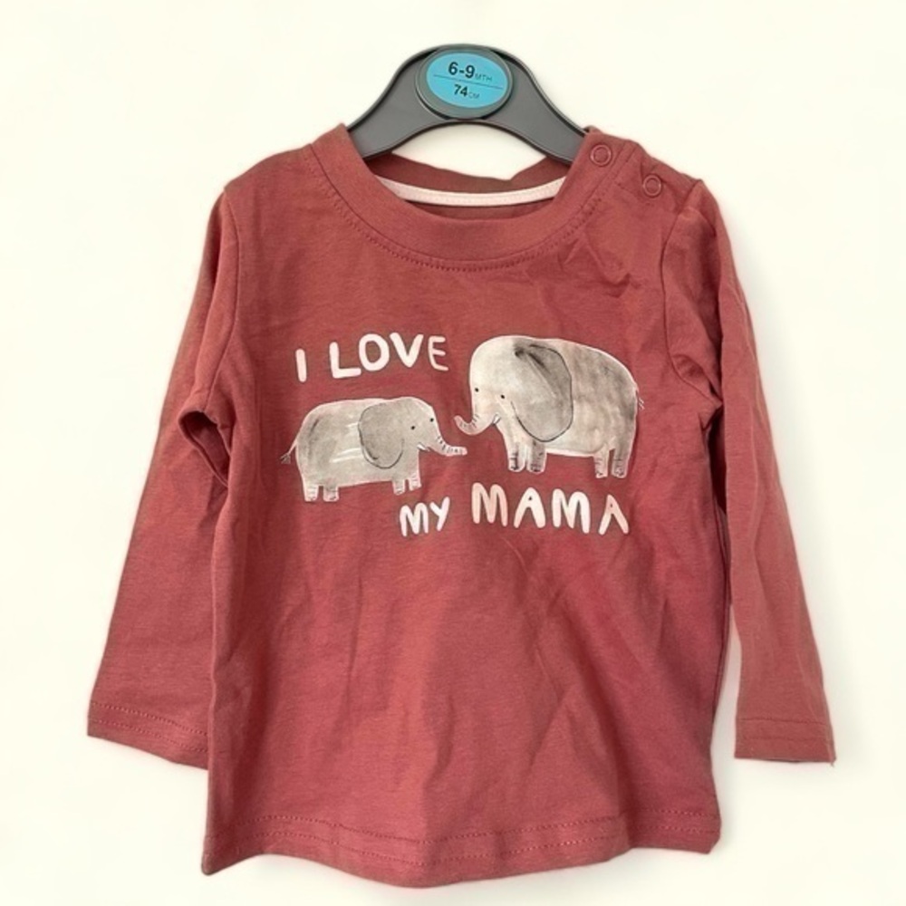 Primark Infants : I Love My Mama Elephant Red Shirt | 6-9 Months | NWT